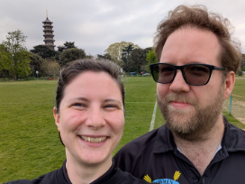 Our two participants with the Kew Pagoda in the background.